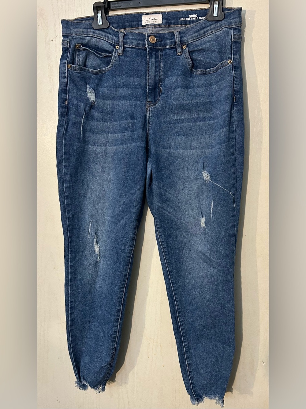 Nicole Miller Soho High Rise Distressed Ankle Skinny Jeans Size 12
